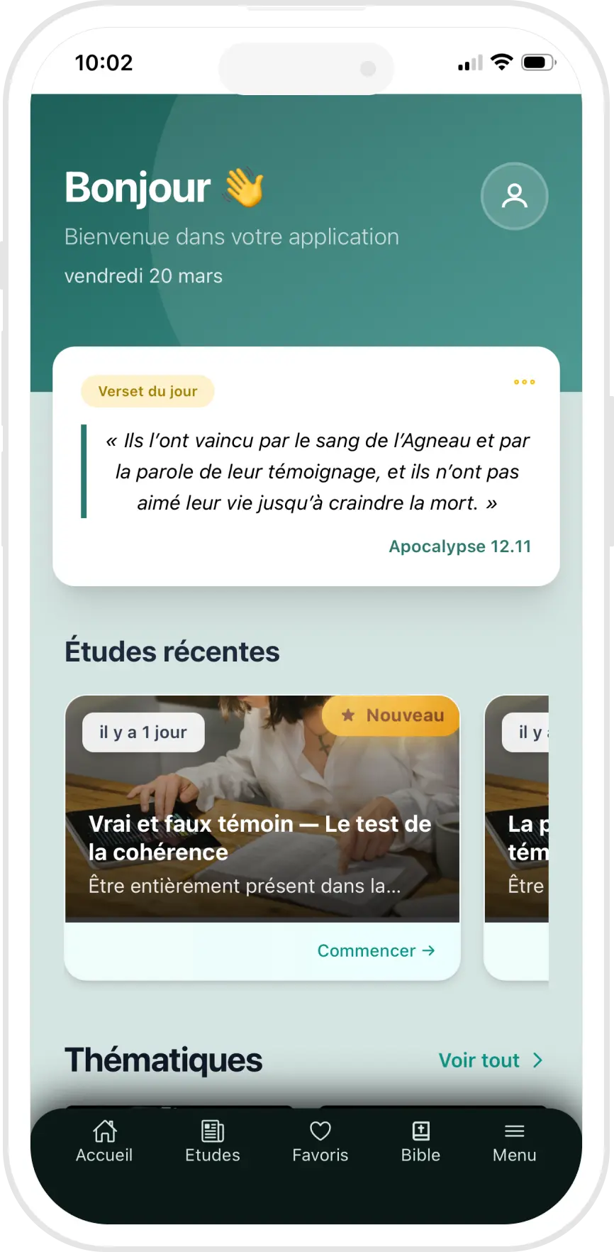 Mon Pain Quotidien - Écran d'accueil